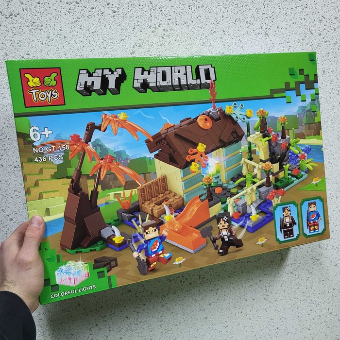 Лего Манкрафт конструктор будинок 436 деталей LED підсвічування lego