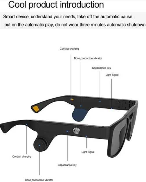 Смарт-аудіо окуляри  з кістковою провідністю Smart Audio Glasses