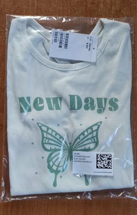 Короткий топ НМ, футболка из хлопкового трикотажа 134/140 рост