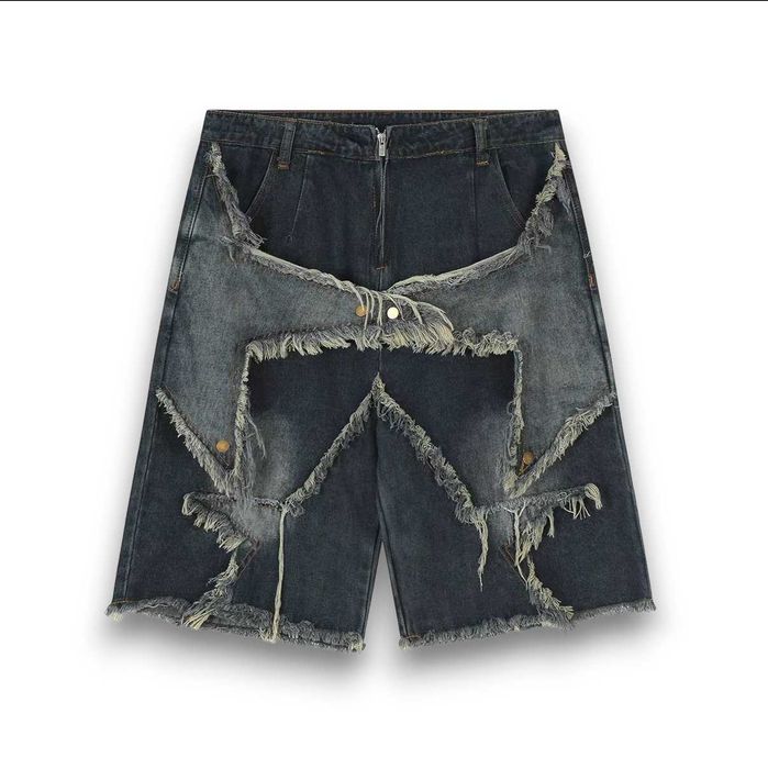 Jeans shorts star sk8 streetwear blue japan baggy archive шорті сині широкі беггі y2k rap blue