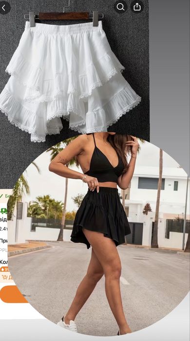 Жіноча спідниця (юбка) чорна , біла