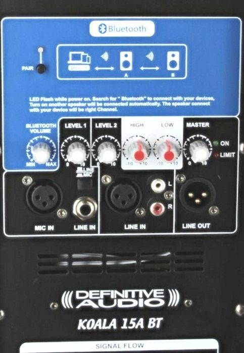 colunas activas definitive audio koala 15a bluetooth 1400w c