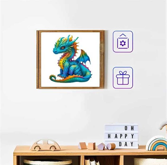 PUZZLE SMOK UKŁADANKA 3D dla dzieci dorosłych piękna ozdoba na ścianę
