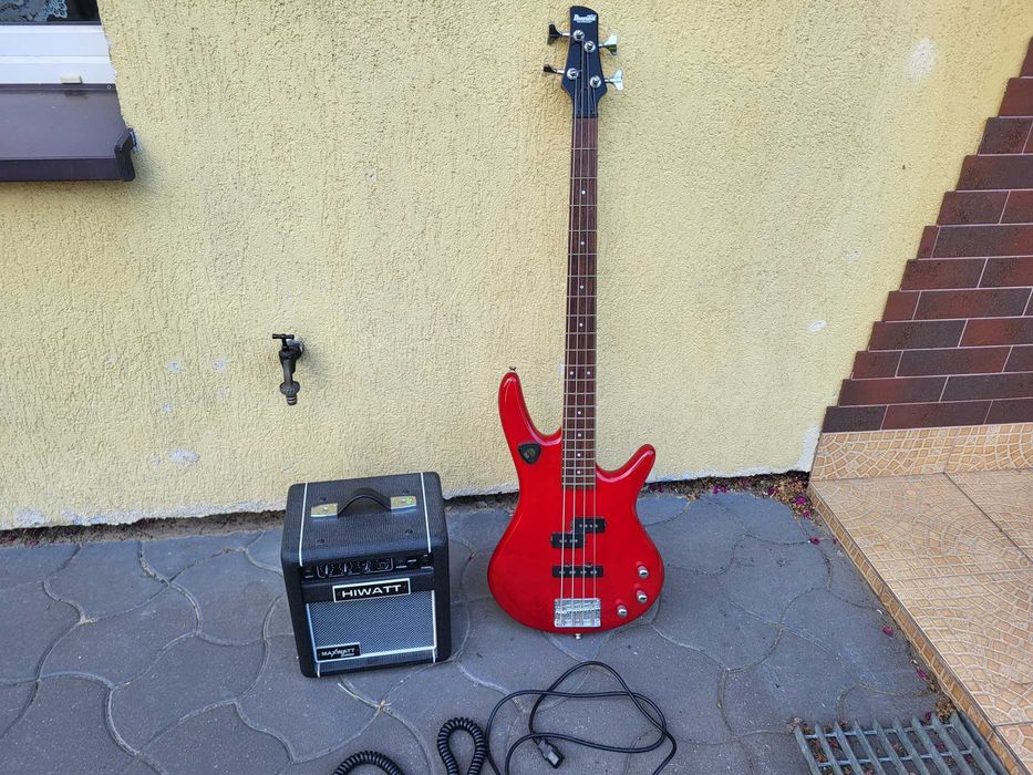 Gitara Elektryczna Ibanez GSR200 ze wzmacniaczem Maxwatt Hurricane z kablami jak nowa