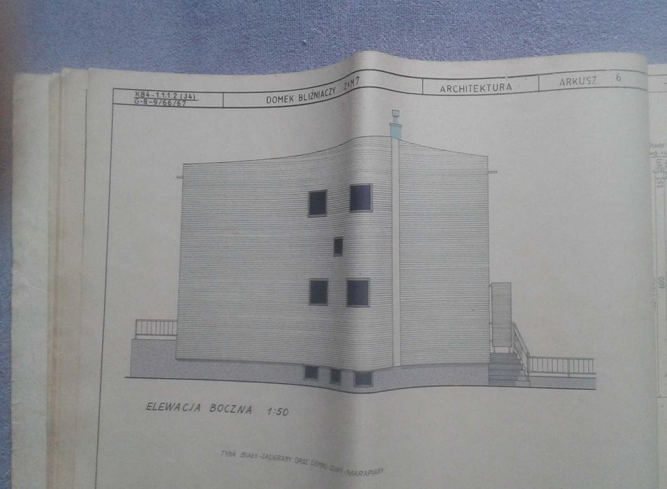 Dokumentacja projektowa z lat '70. Dom jednorodzinny - bliźniaczy.