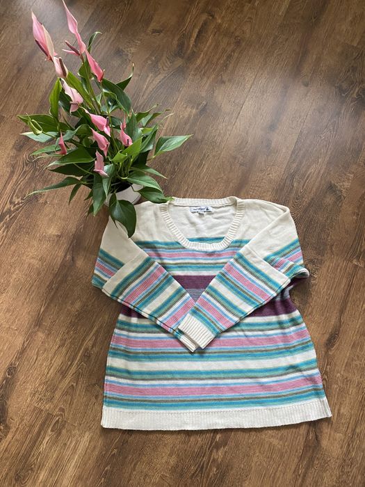 Śliczny sweter jesień zima paski kolorowy size plus w stylu bonprix