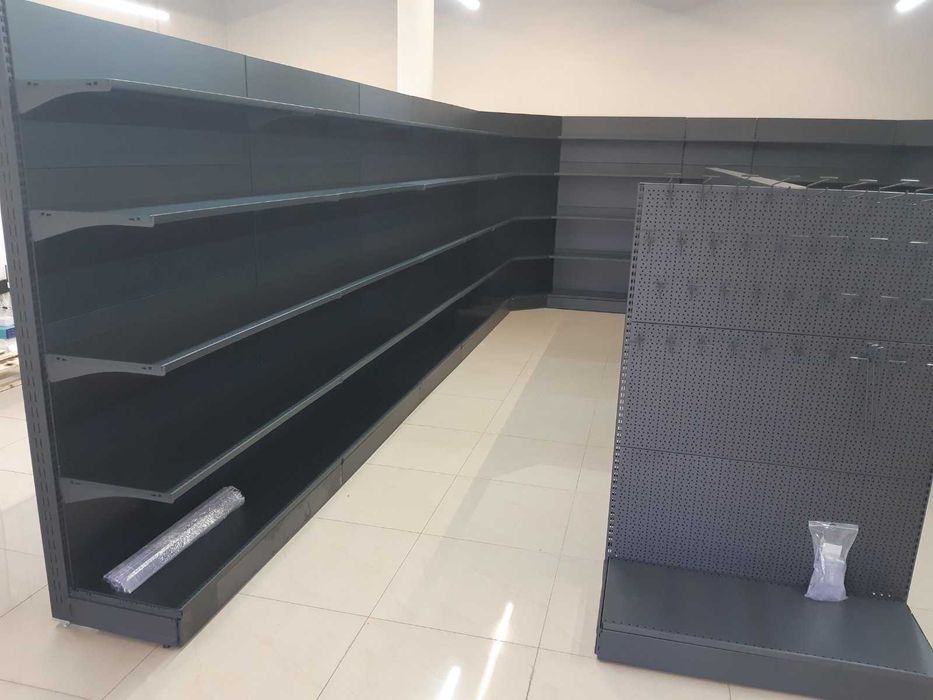 Стелажі в магазин, касові прилавки, холодильники
