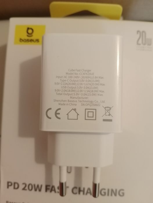 Швидка зарядка Baseus 20w(тайпС+юсб)