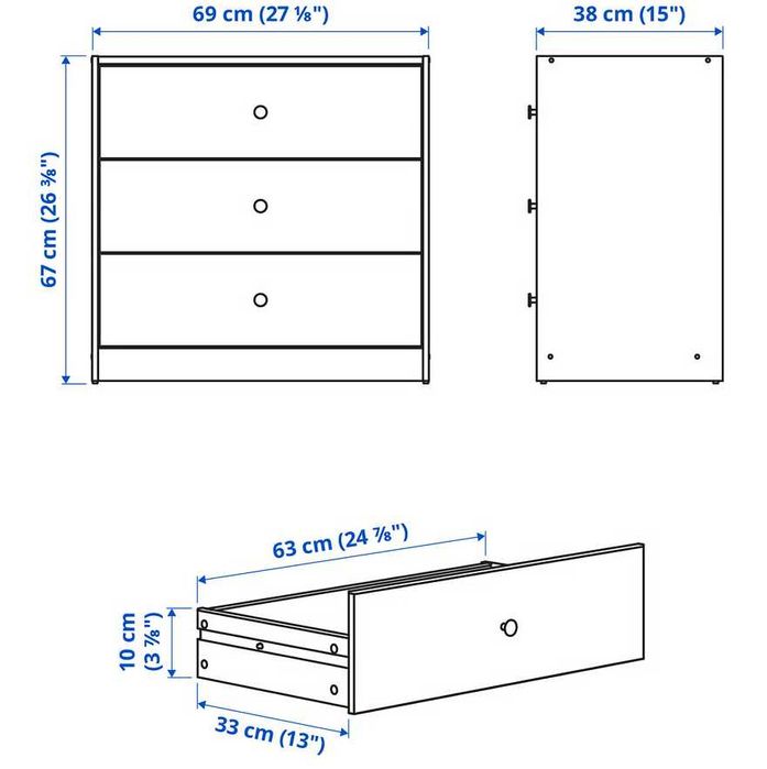 Komoda IKEA Gursken jasnobeżowy 3 szuflady 69x67x38 cm JAK NOWA