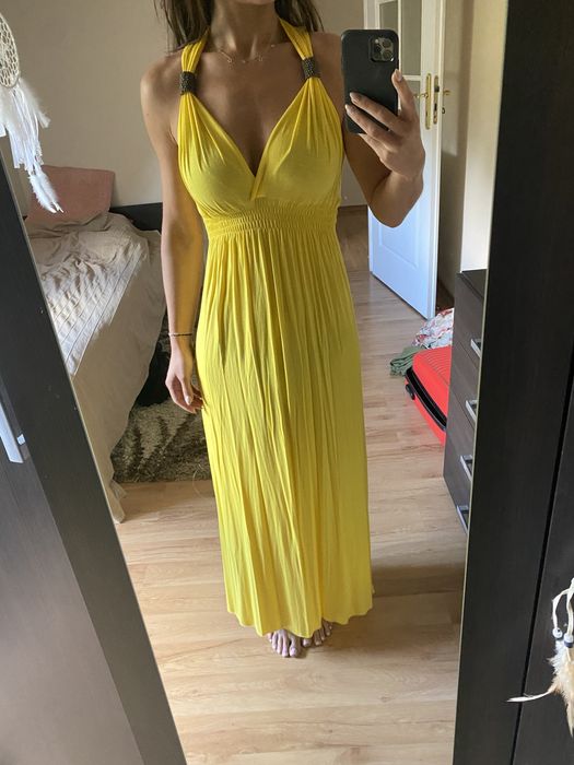 Lenia sukienka maxi dekolt Greczynka S