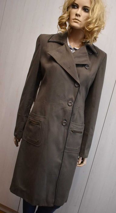 Płaszcz M L 38 przejściowy do kolan dyplomatka prosty elegancki długi