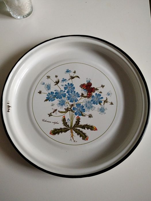 Велика миска поднос металева емальована