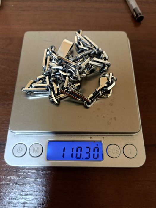 Срібний ланцюжок Якірний зі вставками. Комбінований Якір довгі ланки