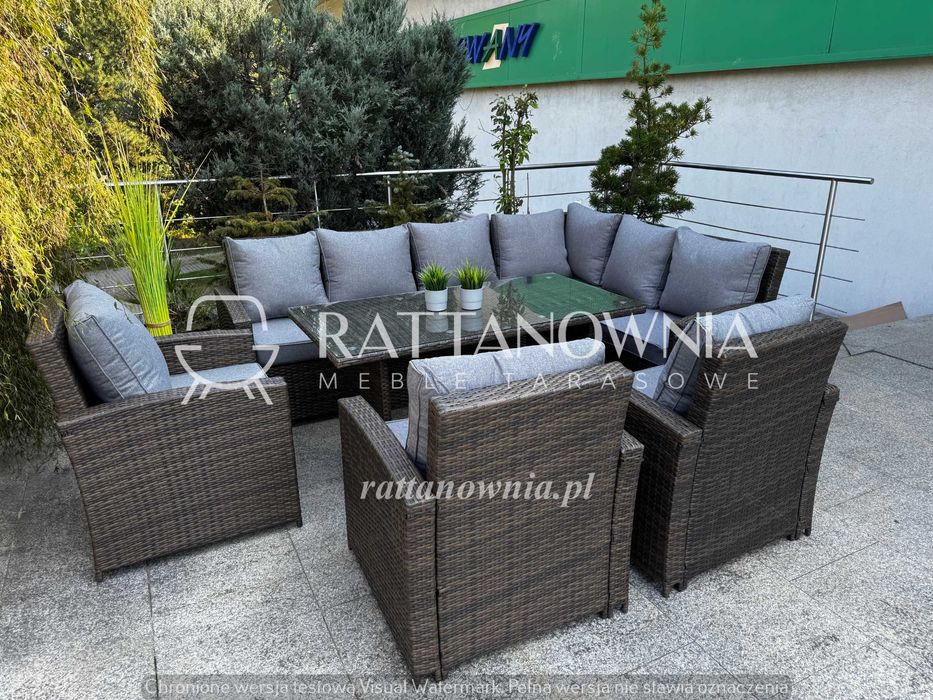 Narożnik Ogrodowy Zestaw Wypoczynkowy Technorattanowy 2 Kolory Premium