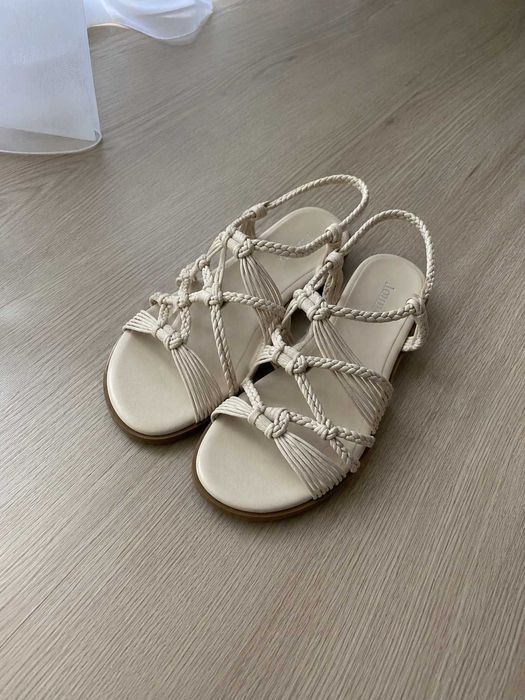 Sandały damskie boho plecione beżowe rzymianki 40 wkładka 26 cm nowe