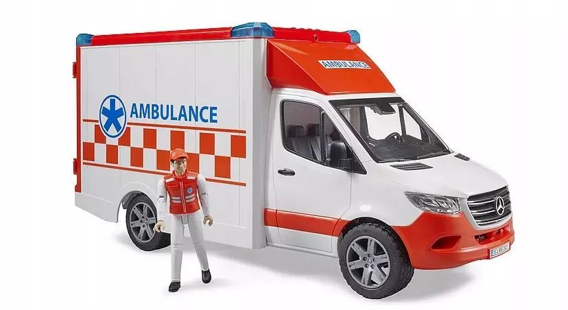 Pojazd Mercedes-Benz Sprinter Ambulans z figurką i modułem. Bruder