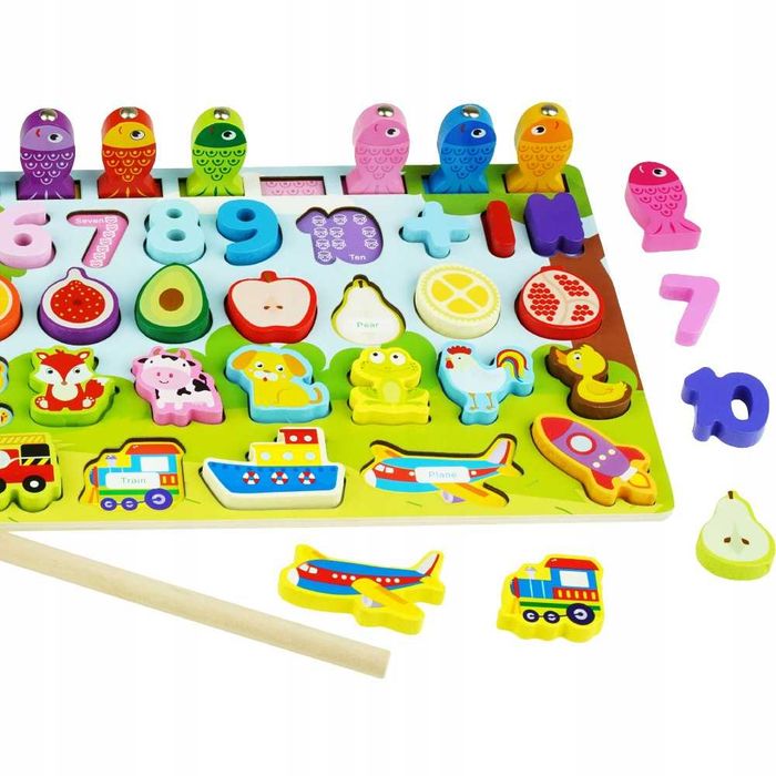 Drewniana logarytmiczna tablica Montessori 7w1