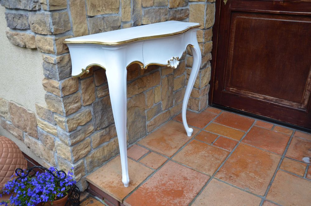 Konsola stylowa biała złota ludwik