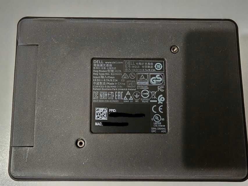 Stacja Dokująca DELL WD15 K17A - Brak Kabla USB-C - 7 sztuk