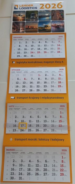 Kalendarz ścienny 4 miesięczny 2026