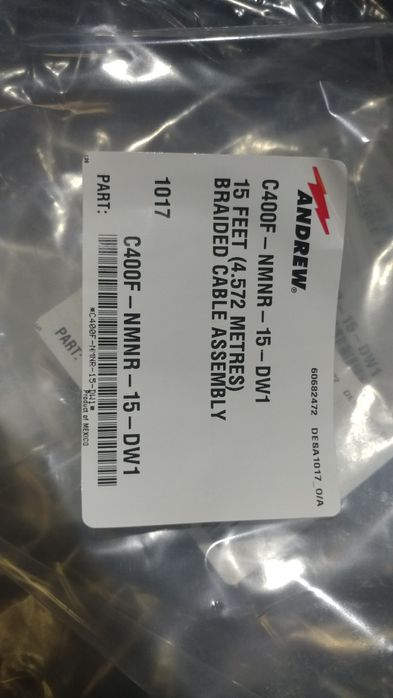 COMMSCOPE ANDREW C400F jumper. N Male to N Male Right Angle