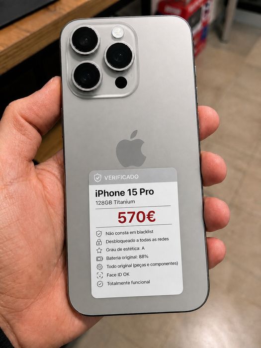 iPhone 15 Pro 128GB Titanium • Grau A •