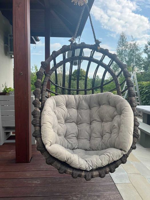 Fotel Wiszący Kokon Owalny Na zewnątrz/Do wewnątrz Drewno + Poduszka