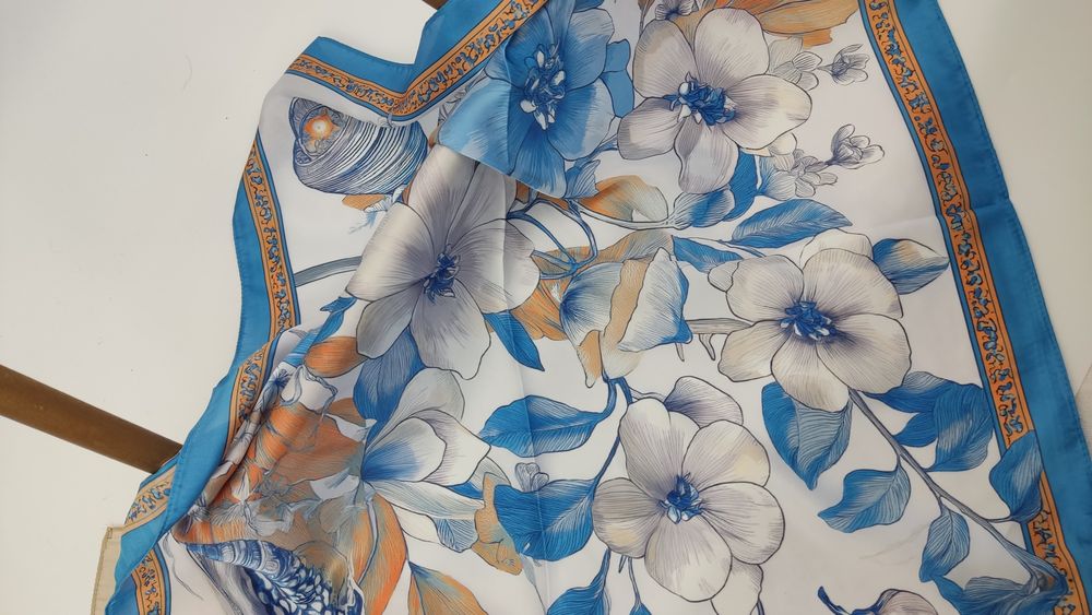 100% jedwab Apaszka gawroszka baby Blue, błękit, turkusowy 100% silk