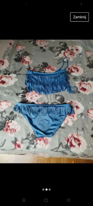 Niebieski dwuczęściowy Strój kąpielowy ASOS z frędzlami swim M 38