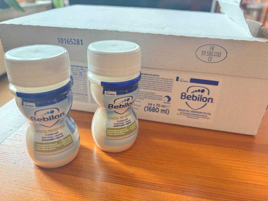 Mleko Bebilon Nenatal Premium płyn 70 ml, 22 szt. + 5 szt.  Bebilon Comfort 1 na kolki/lub zaparcia w saszetkach 27,4 g gratis