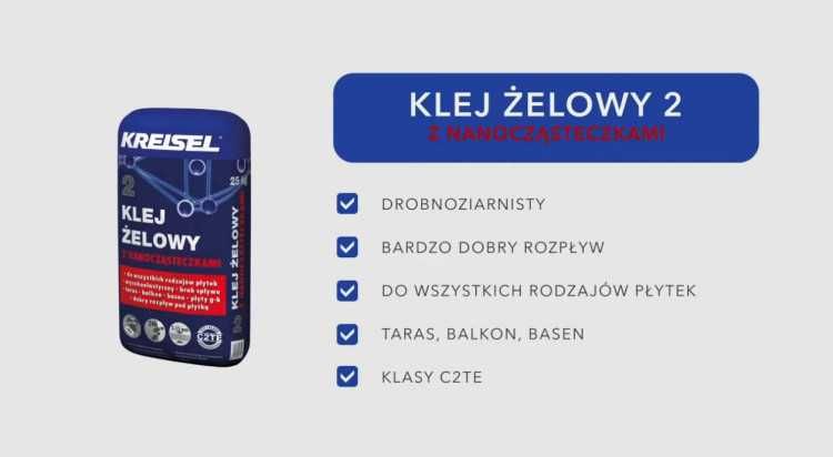 Klej elastyczny ŻELOWY C2TE do płytek, glazury, gresu  KREISEL w2w2