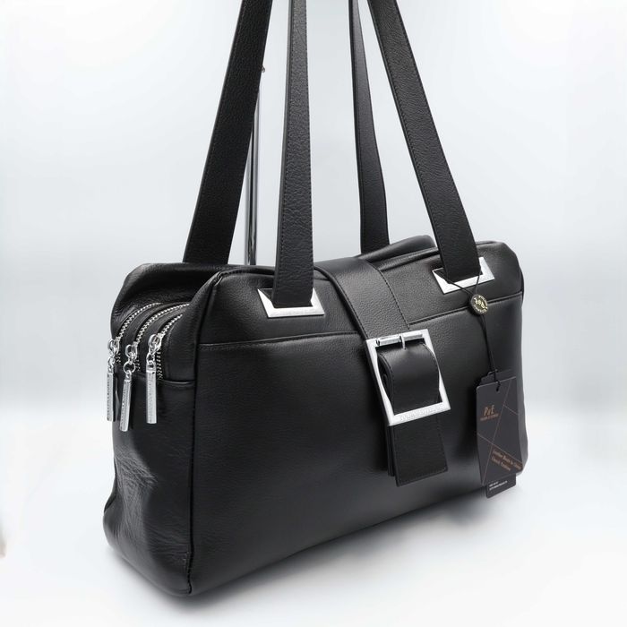 Сумка жіноча шкіряна Polina & Eiterou C1055H Black Сумка женская кожаная черная