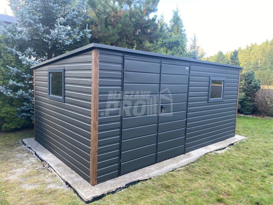 Schowek - domek ogrodowy 5x3m - brama dwuskrzydłowa antracyt   GP651