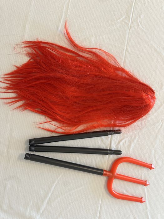 Fato Diabinha Infantil (7-9 anos) + Peruca + Tridente