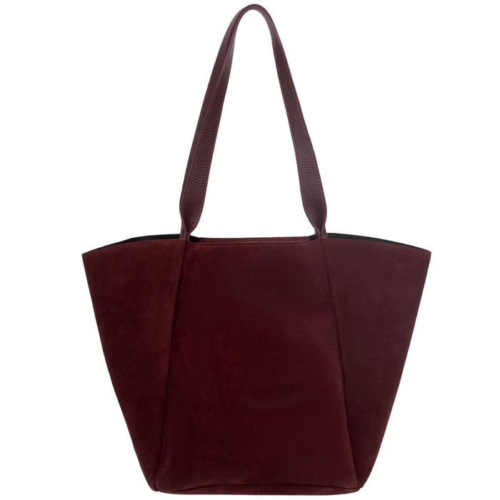 VERA PELLE torebka zamszowa shopper z długimi rączkami V700 c.bordowa