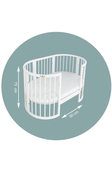 Овальне ліжечко royal sleep 9 в 1  білий колір