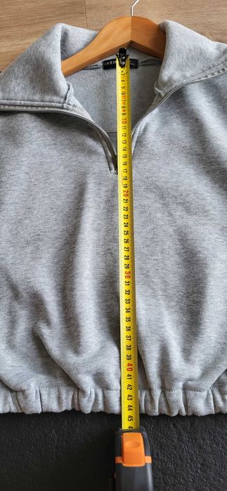 Bluza z długim rękawem oversize krótka jasnoszara