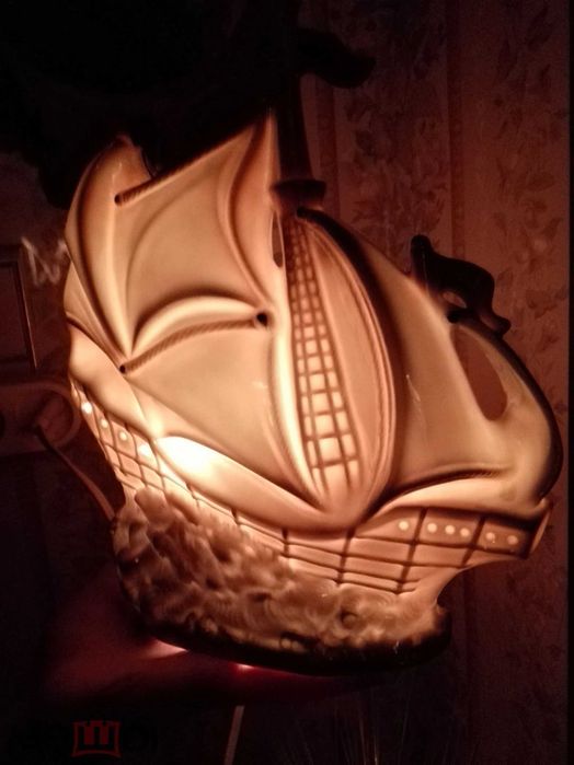 Фарфоровый Светильник ночник Корабль. Парусник., ГДР