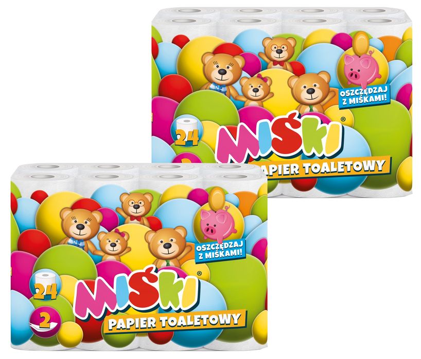 Papier toaletowy 24r miśki 2w mix - 48 rolek