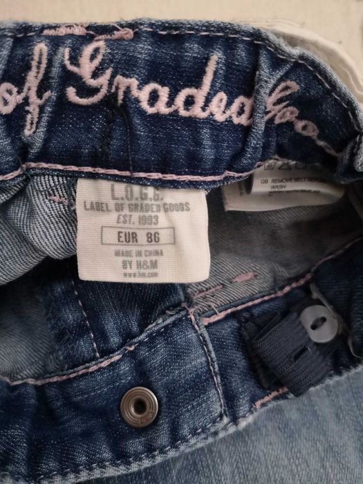 Jeansy r 86 dziewczęce H&M L.O.G.G z przetarciami