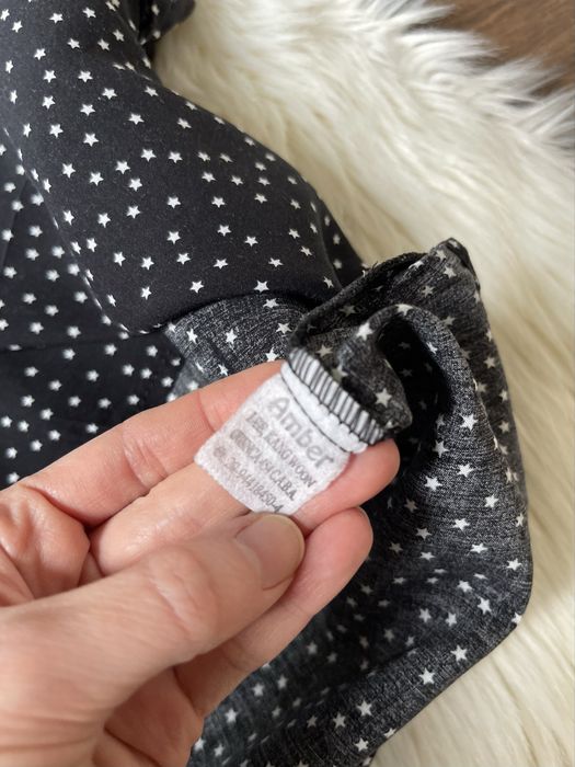 Amber rayon czarna bluzka biała w gwiazdki 38 M L oversize