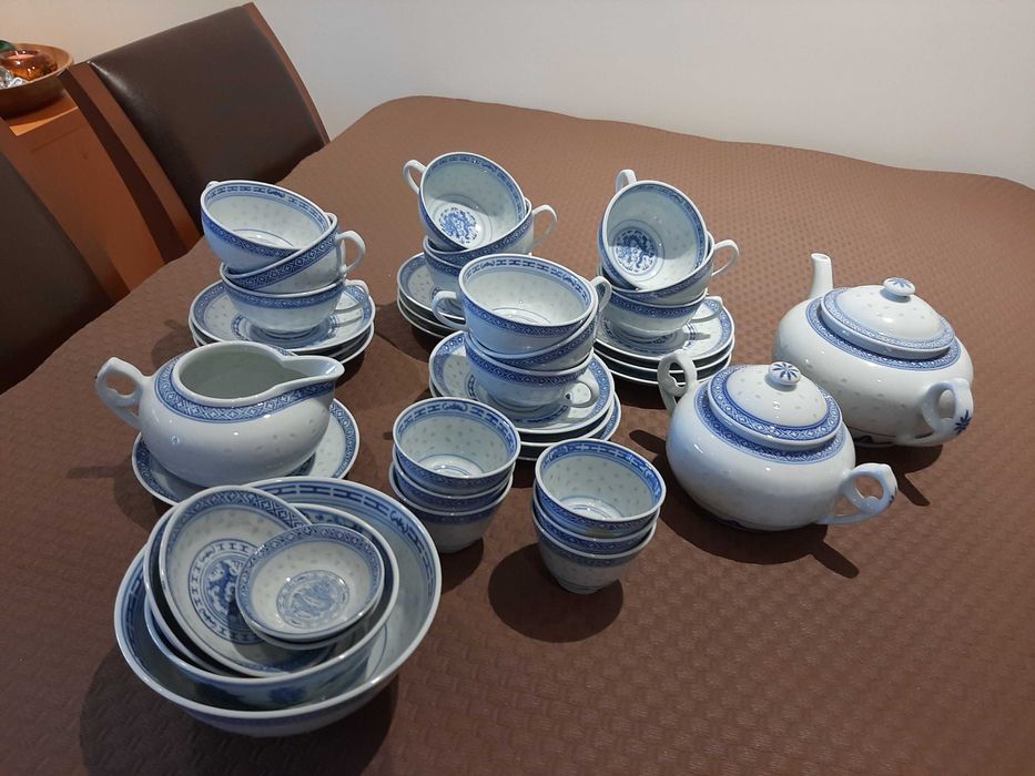 Serviço de Chá, Bago de Arroz, 12 chávenas, completo