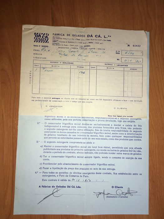 gelados DÁ-CÁ raro documento  anos 80