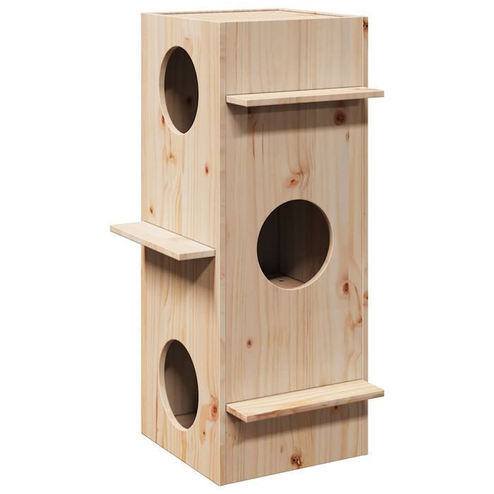 Vidaxl Domek Dla Kota, 43X43X90 Cm, Lite Drewno Sosnowe