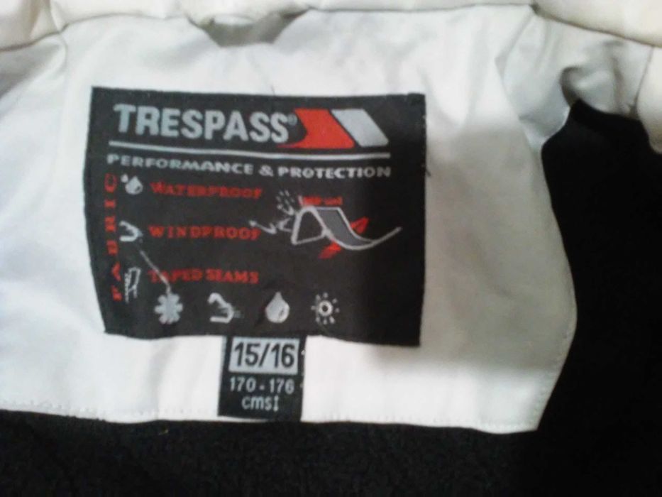 kurtka narciarska termoaktywna TRESPASS 15/16 lat; 170-176cm