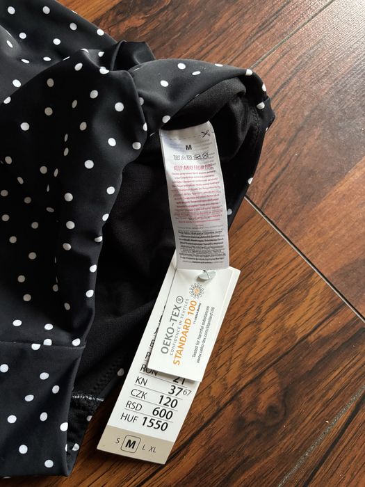 Majtki kąpielowe z wysokim stanem czarne w kropki pepco m