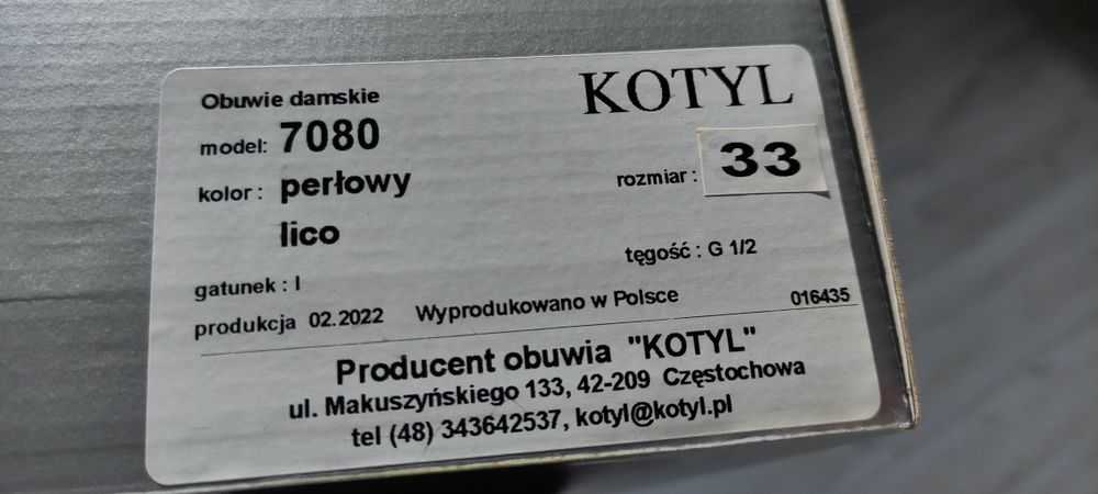 Buty Kotyl perłowe