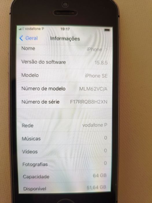 iPhone 5 SE, 64GB, bateria 86%, bom estado
