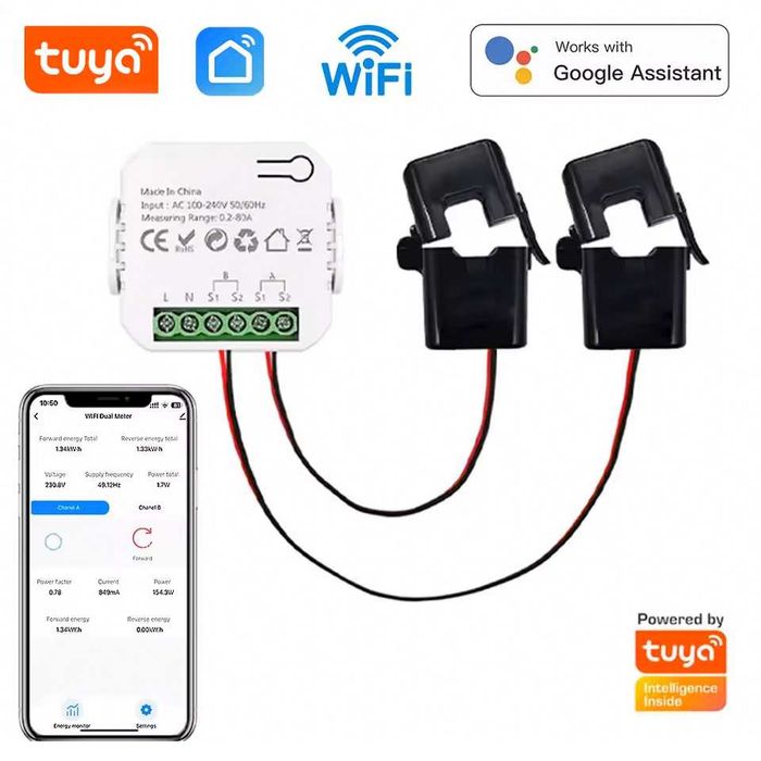 WiFI Лічильник електроенергії енергометр, вольтметр, амперметр, ватметр на 2 канали