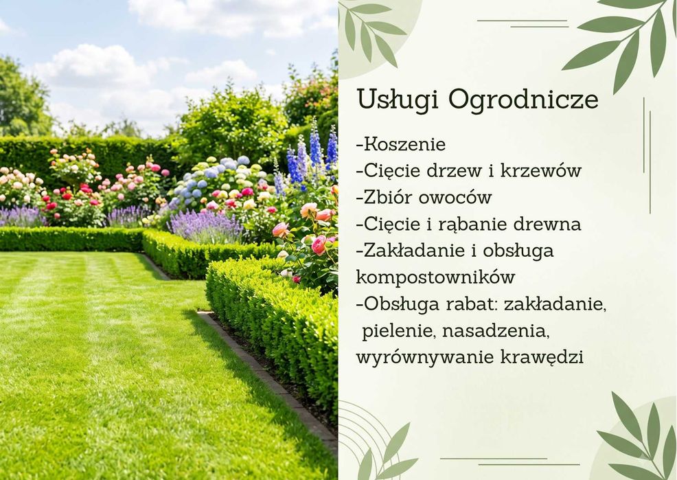 Ogrodnik do wynajęcia, pielęgnacja drzew, krzewów, trawników i rabat